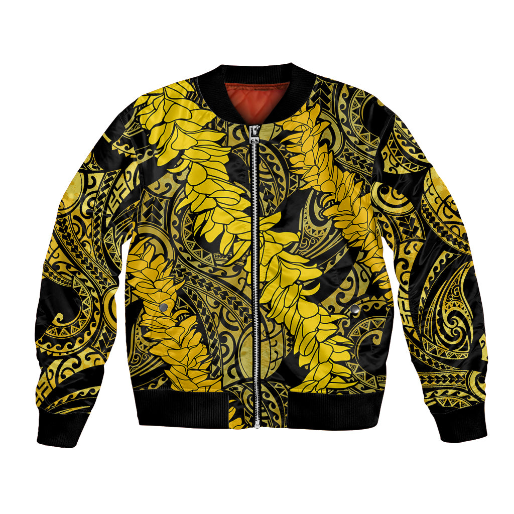 Hawaii Oahu Ilima Lei Bomber Jacket LT7 Unisex Yellow - Polynesian Pride