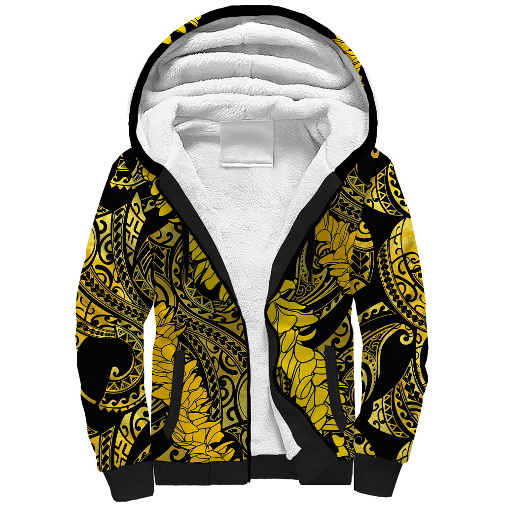 Hawaii Oahu Ilima Lei Sherpa Hoodie LT7 Unisex Yellow - Polynesian Pride