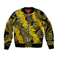 Hawaii Oahu Ilima Lei Sleeve Zip Bomber Jacket LT7 Unisex Yellow - Polynesian Pride