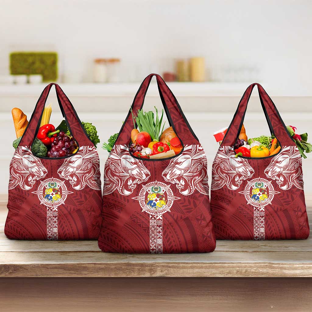 Tonga Independence Day Grocery Bag Tongatapu Lion Ngatu Motifs