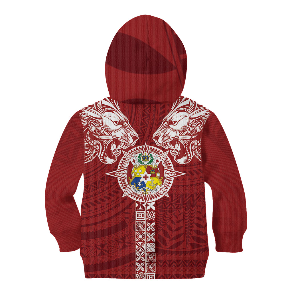 Tonga Independence Day Kid Hoodie Tongatapu Lion Ngatu Motifs