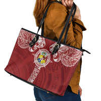 Tonga Independence Day Leather Tote Bag Tongatapu Lion Ngatu Motifs