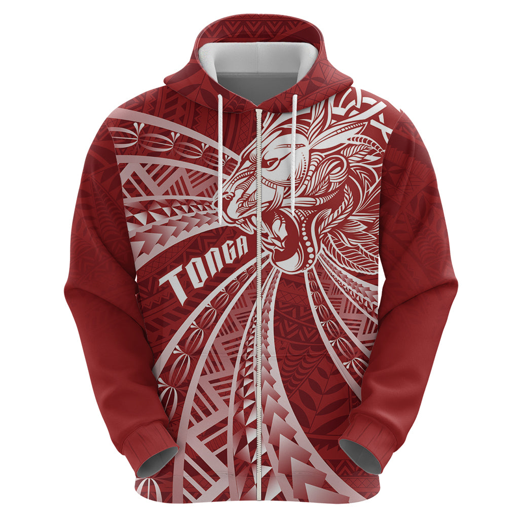 Tonga Independence Day Zip Hoodie Tongatapu Lion Ngatu Motifs