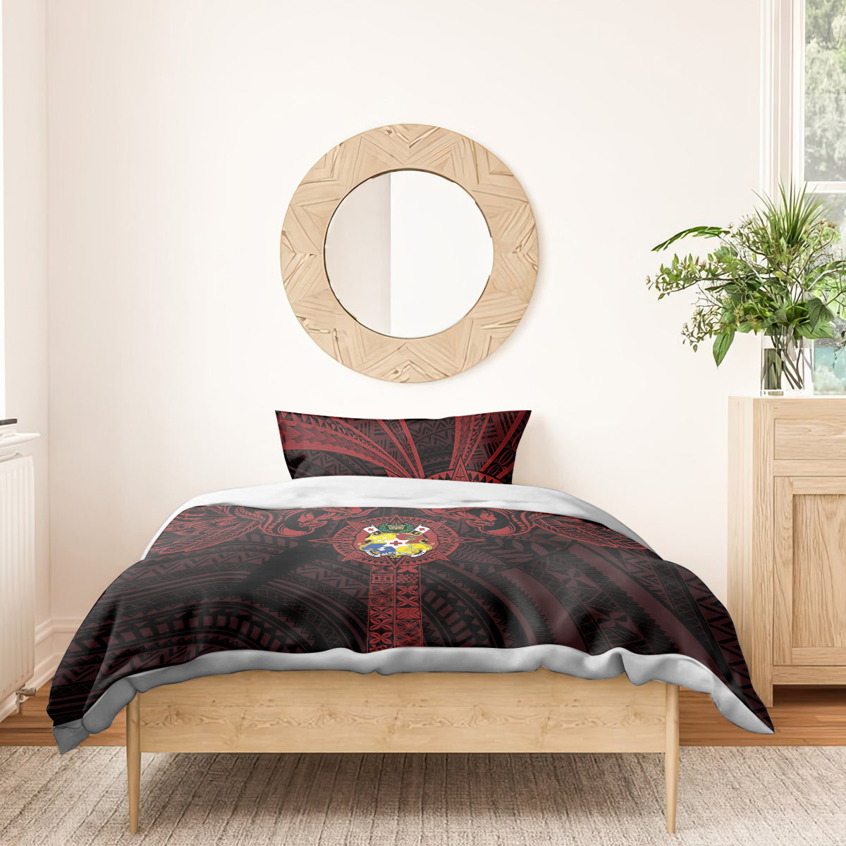 Tonga Independence Day Bedding Set Tongatapu Lion Ngatu Motifs Black Ver. LT7 - Polynesian Pride