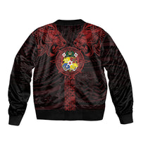 Tonga Independence Day Bomber Jacket Tongatapu Lion Ngatu Motifs Black Ver.