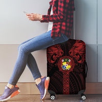 Tonga Independence Day Luggage Cover Tongatapu Lion Ngatu Motifs Black Ver. LT7 - Polynesian Pride