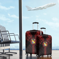 Tonga Independence Day Luggage Cover Tongatapu Lion Ngatu Motifs Black Ver. LT7 - Polynesian Pride