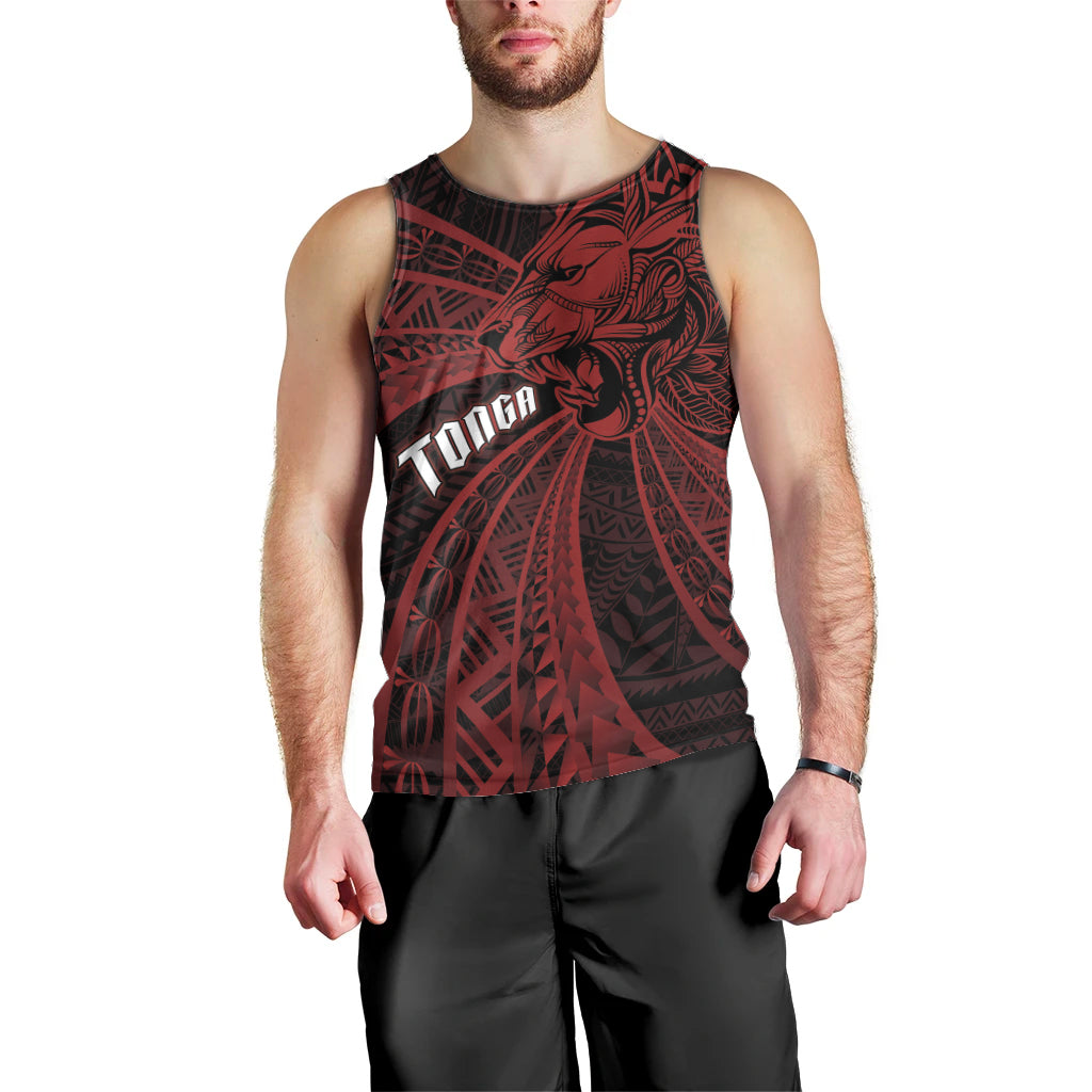 Tonga Independence Day Men Tank Top Tongatapu Lion Ngatu Motifs Black Ver.
