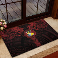 Tonga Independence Day Rubber Doormat Tongatapu Lion Ngatu Motifs Black Ver. LT7 - Polynesian Pride
