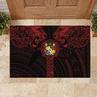 Tonga Independence Day Rubber Doormat Tongatapu Lion Ngatu Motifs Black Ver. LT7 - Polynesian Pride