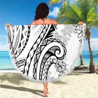 Polynesia Plumeria Lei Beach Blanket White Curves Motif