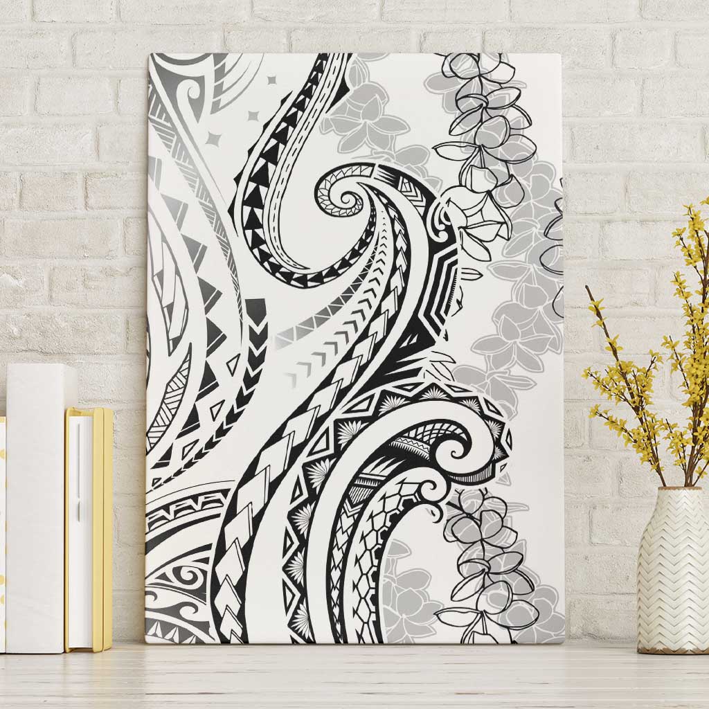 Polynesia Plumeria Lei Canvas Wall Art White Curves Motif