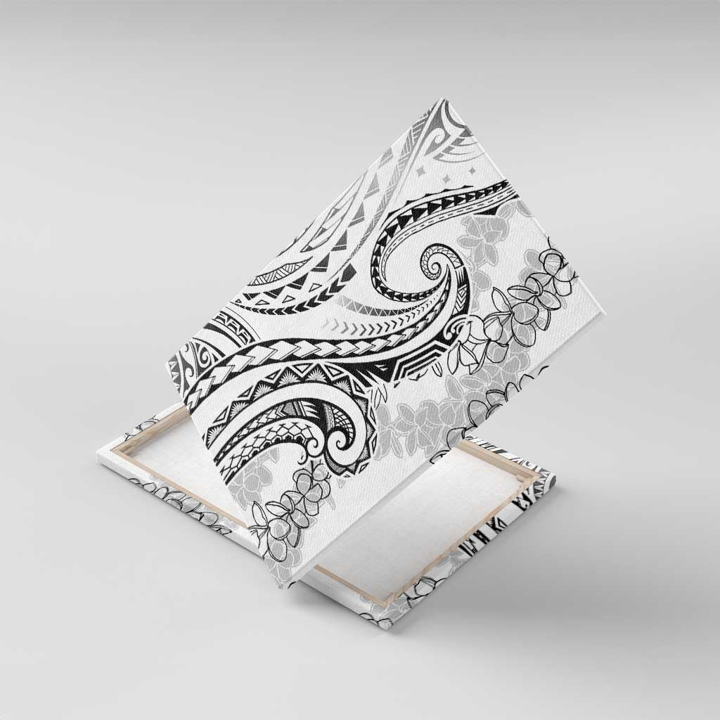 Polynesia Plumeria Lei Canvas Wall Art White Curves Motif