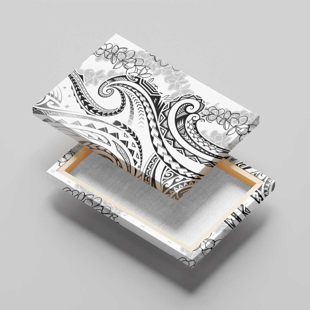 Polynesia Plumeria Lei Canvas Wall Art White Curves Motif