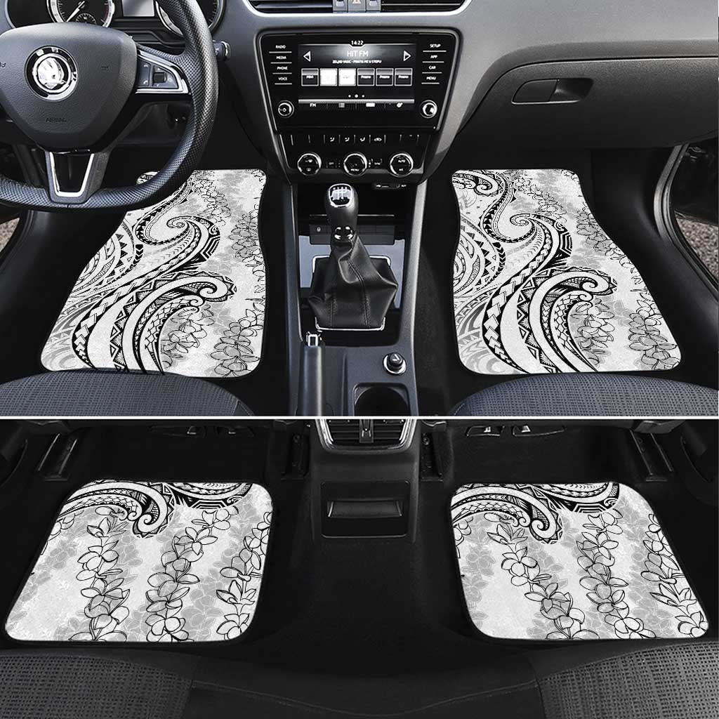 Polynesia Plumeria Lei Car Mats White Curves Motif