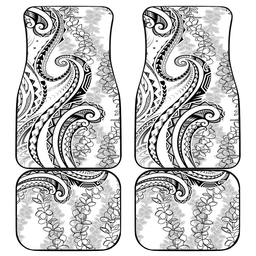 Polynesia Plumeria Lei Car Mats White Curves Motif