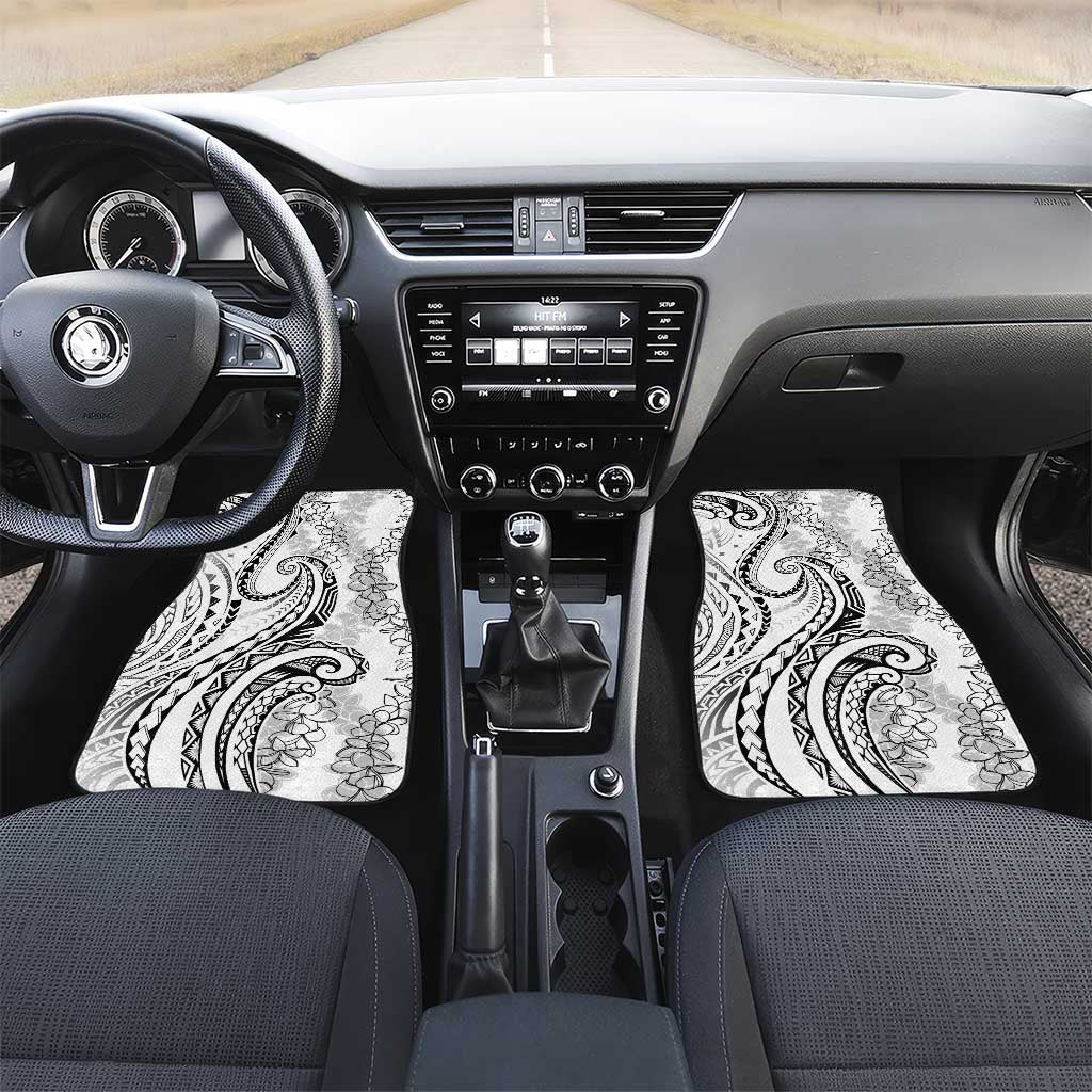 Polynesia Plumeria Lei Car Mats White Curves Motif