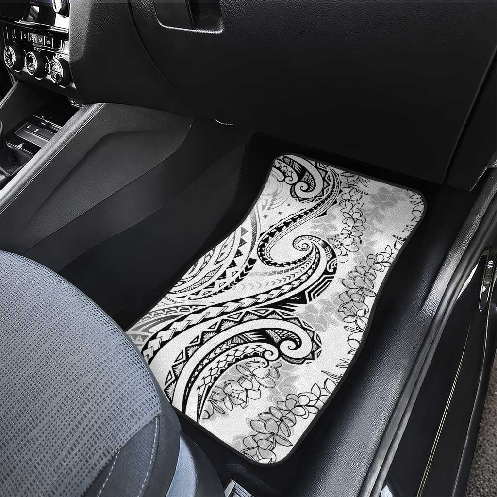 Polynesia Plumeria Lei Car Mats White Curves Motif