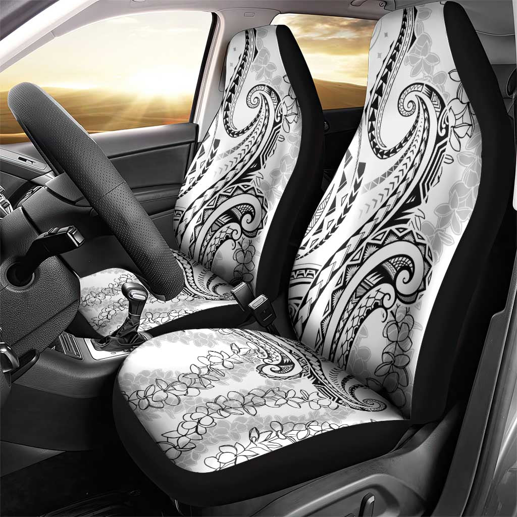 Polynesia Plumeria Lei Car Seat Cover White Curves Motif