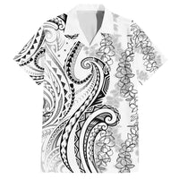Polynesia Plumeria Lei Family Matching Long Sleeve Bodycon Dress and Hawaiian Shirt White Curves Motif