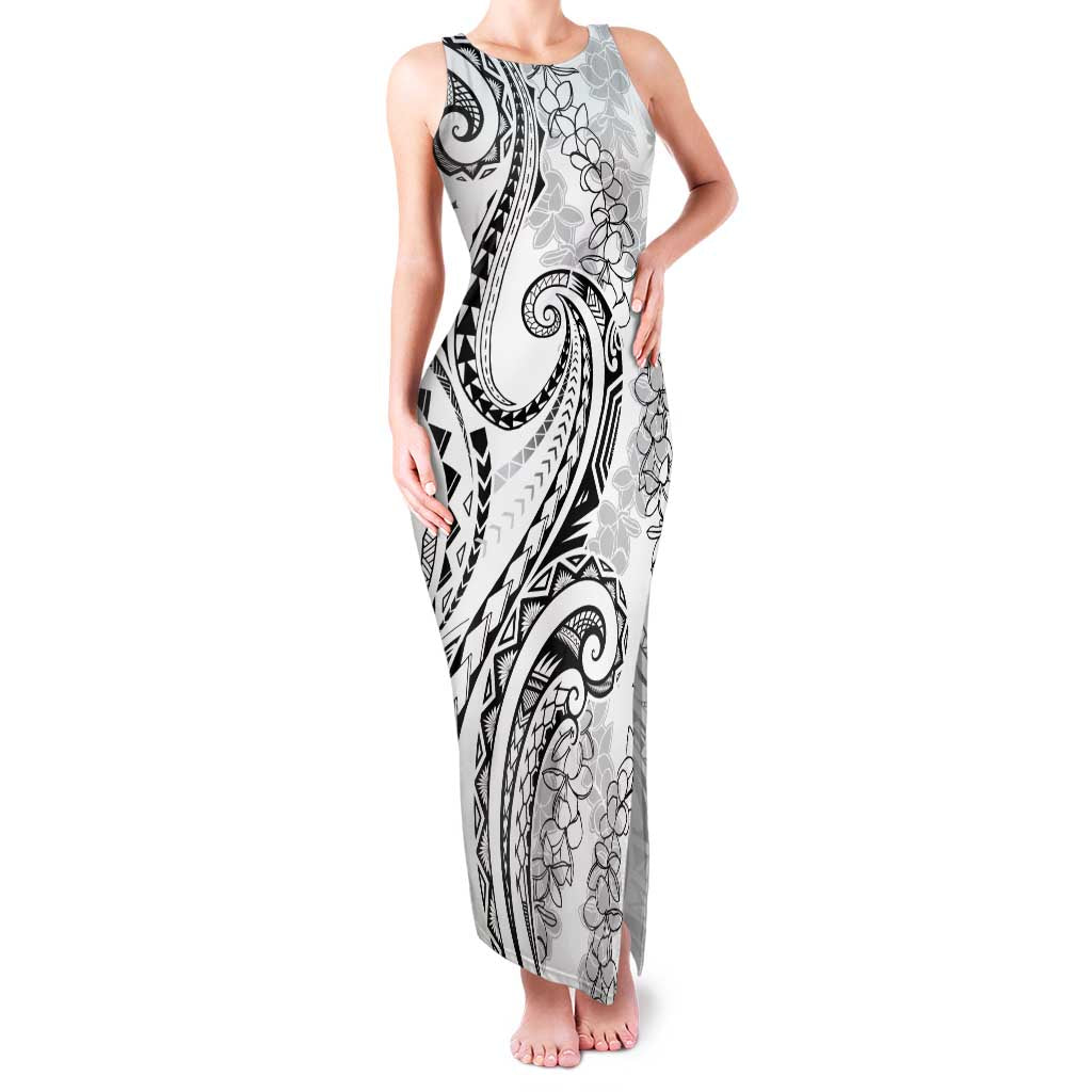 Polynesia Plumeria Lei Family Matching Tank Maxi Dress and Hawaiian Shirt White Curves Motif