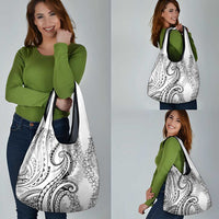 Polynesia Plumeria Lei Grocery Bag White Curves Motif