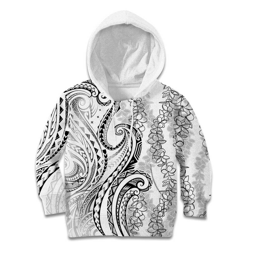 Polynesia Plumeria Lei Kid Hoodie White Curves Motif LT7 Hoodie White - Polynesian Pride