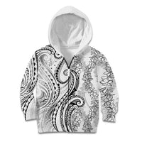 Polynesia Plumeria Lei Kid Hoodie White Curves Motif LT7 Zip Hoodie White - Polynesian Pride