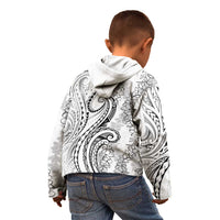 Polynesia Plumeria Lei Kid Hoodie White Curves Motif LT7 - Polynesian Pride