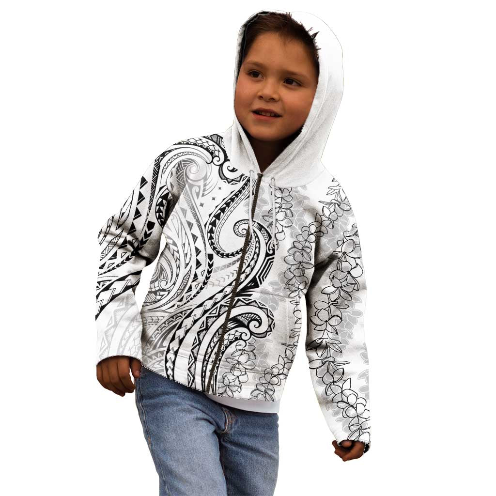 Polynesia Plumeria Lei Kid Hoodie White Curves Motif LT7 - Polynesian Pride
