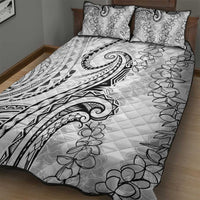 Polynesia Plumeria Lei Quilt Bed Set White Curves Motif