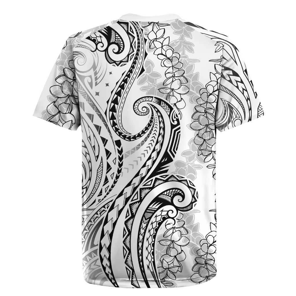 Polynesia Plumeria Lei Rugby Jersey White Curves Motif