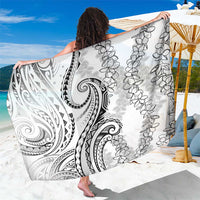 Polynesia Plumeria Lei Sarong White Curves Motif