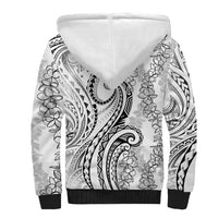 Polynesia Plumeria Lei Sherpa Hoodie White Curves Motif
