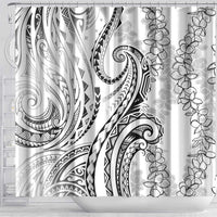 Polynesia Plumeria Lei Shower Curtain White Curves Motif