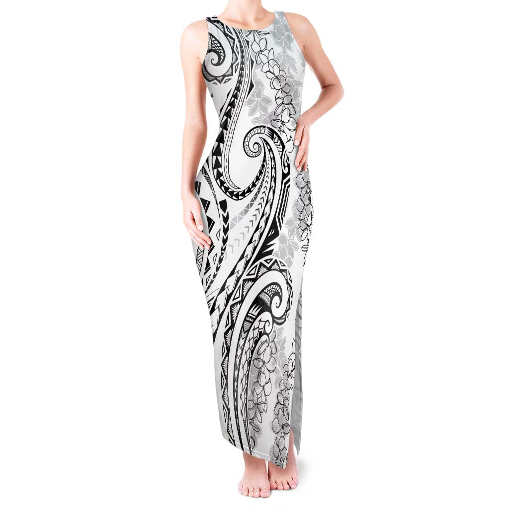 Polynesia Plumeria Lei Tank Maxi Dress White Curves Motif