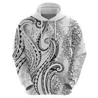 Polynesia Plumeria Lei Zip Hoodie White Curves Motif