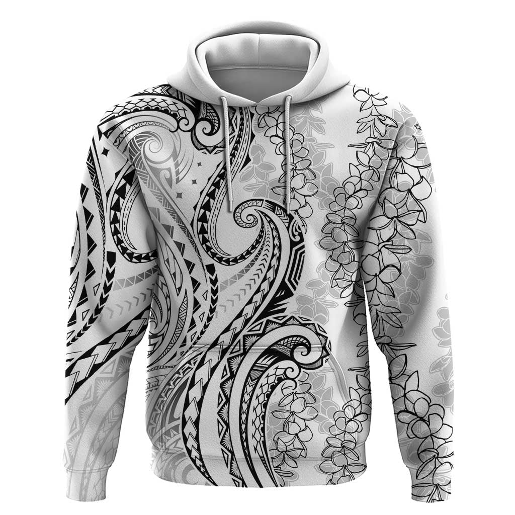 Polynesia Plumeria Lei Zip Hoodie White Curves Motif