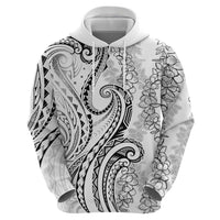Polynesia Plumeria Lei Zip Hoodie White Curves Motif