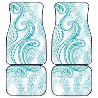 Polynesia Plumeria Lei Car Mats White Turquoise Curves Motif