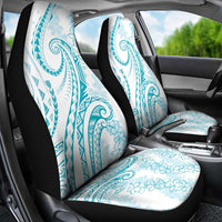 Polynesia Plumeria Lei Car Seat Cover White Turquoise Curves Motif