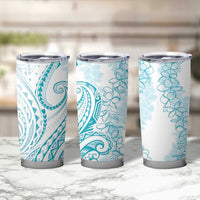 Polynesia Plumeria Lei Tumbler Cup White Turquoise Curves Motif