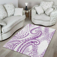 Polynesia Plumeria Lei Area Rug White Violet Curves Motif