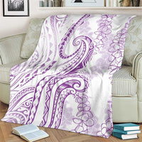 Polynesia Plumeria Lei Blanket White Violet Curves Motif