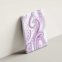 Polynesia Plumeria Lei Canvas Wall Art White Violet Curves Motif