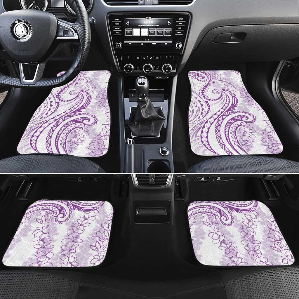 Polynesia Plumeria Lei Car Mats White Violet Curves Motif