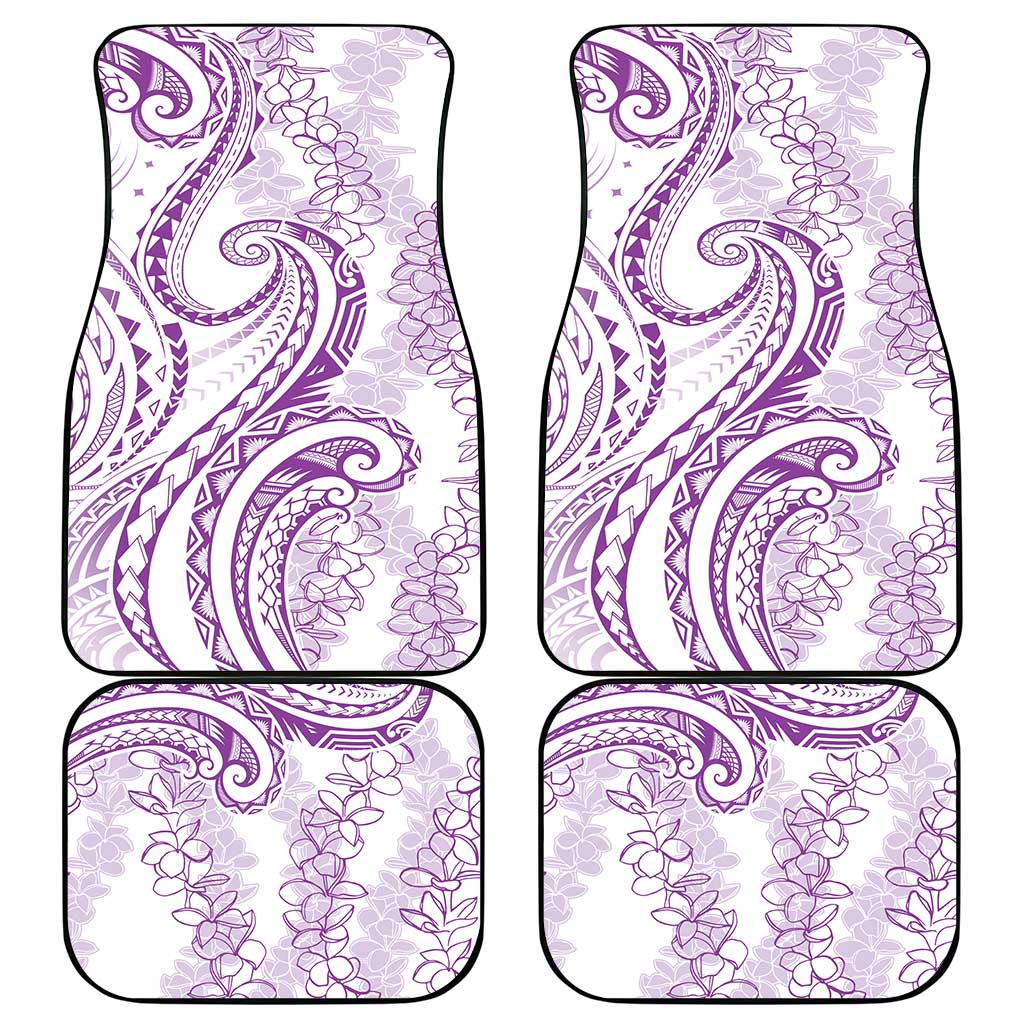 Polynesia Plumeria Lei Car Mats White Violet Curves Motif