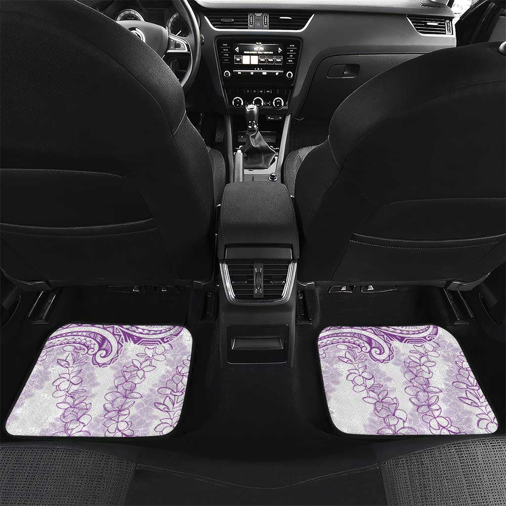 Polynesia Plumeria Lei Car Mats White Violet Curves Motif