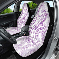 Polynesia Plumeria Lei Car Seat Cover White Violet Curves Motif