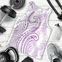 Polynesia Plumeria Lei Men Tank Top White Violet Curves Motif